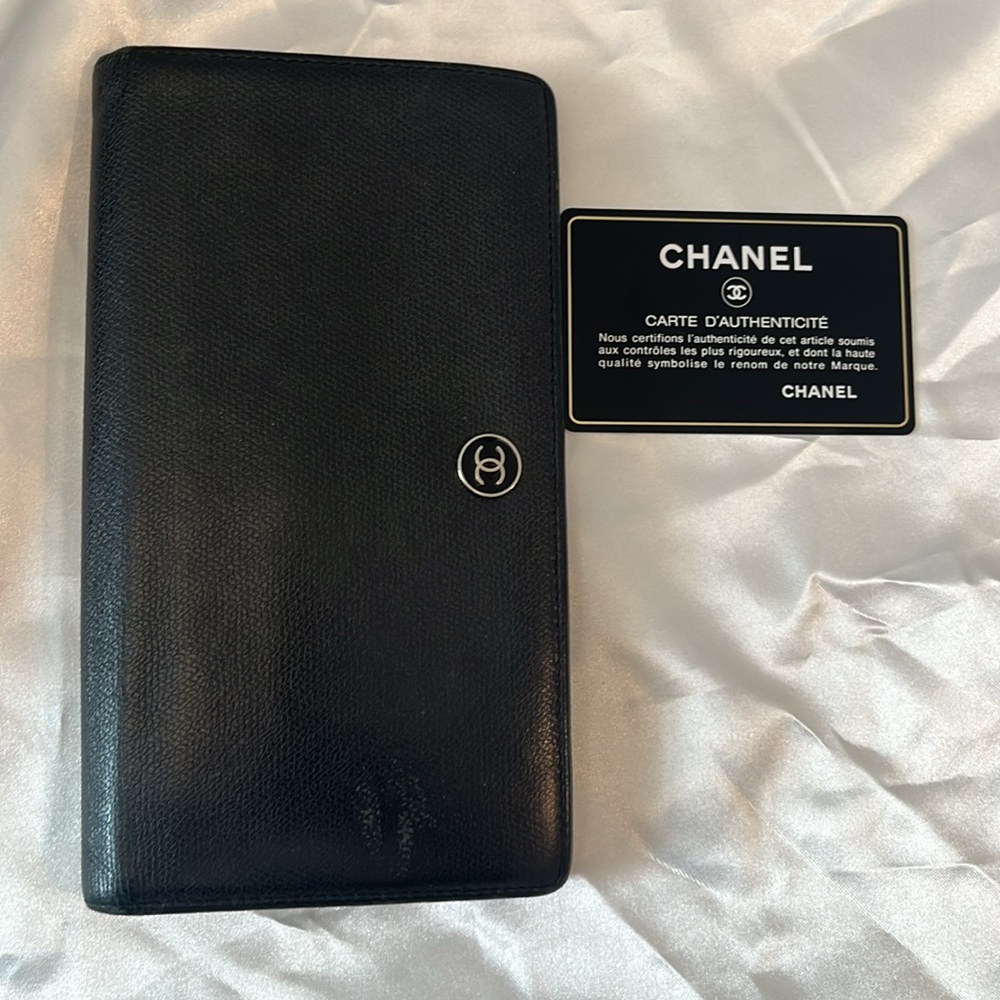CHANEL CAVIAR LEATHER BLACK LONG WALLET !